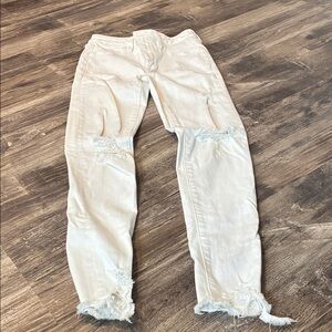 American Eagle Outfitters White Distressed Boyfriend Jeans